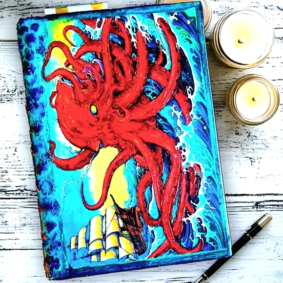 Journal Set Kraken Nautical Sea Lined Composition Style Journal Art Notebook - Picture 1 of 8
